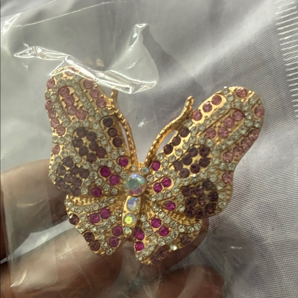 Jewelry - Butterfly Gold and Pink Brooch